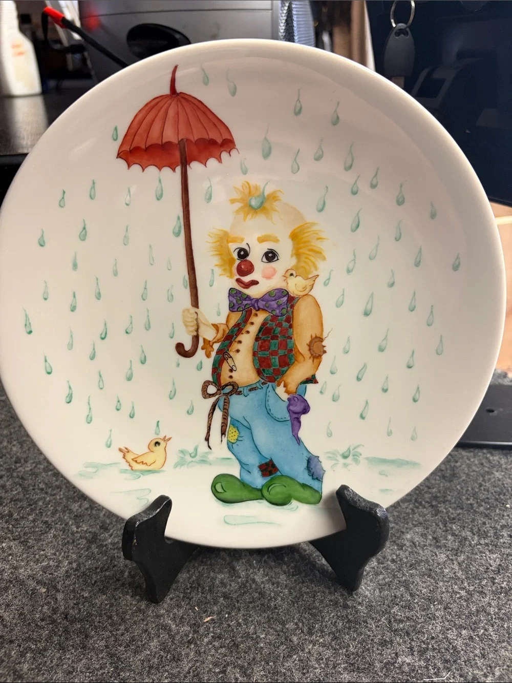 Whimsical Clown Decorative Accent Plate in Multicolor